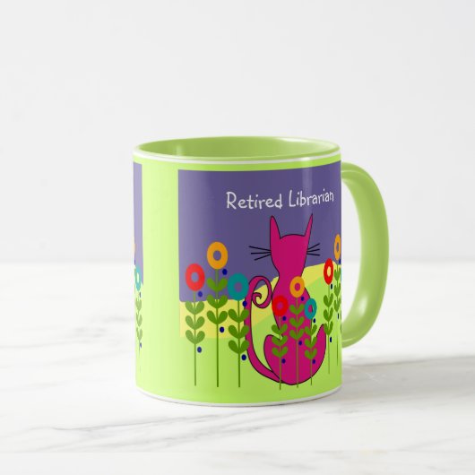 Pensionierte Bibliothekar-Katzen-Tasse Tasse (VorderseiteRechts)