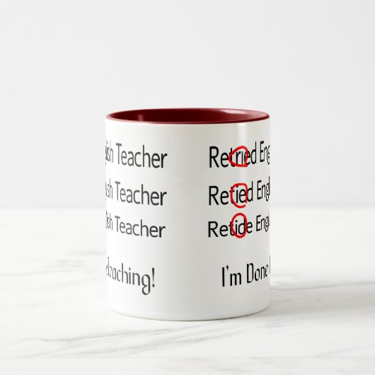 Pensionierte Englischlehrer-Geschenke Zweifarbige Tasse (Mittel)