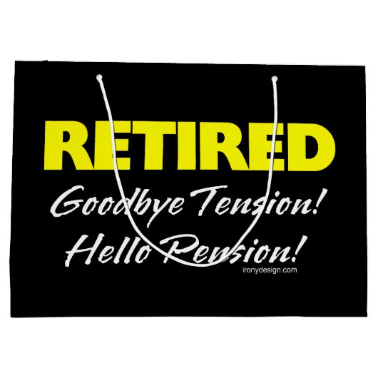 Pensionierte Hellow Pension (dunkel) Große Geschenktüte (Rückseite)