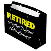 Pensionierte Hellow Pension (dunkel) Große Geschenktüte (Rückseite Schrägansicht)