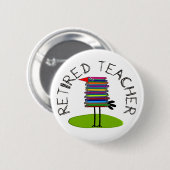 Pensionierte Lehrer-"Buch-Vogel-" Geschenke Button (Vorne & Hinten)