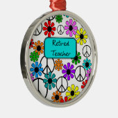 Pensionierte Lehrer-Retro Blumen und Silbernes Ornament (Rechts)