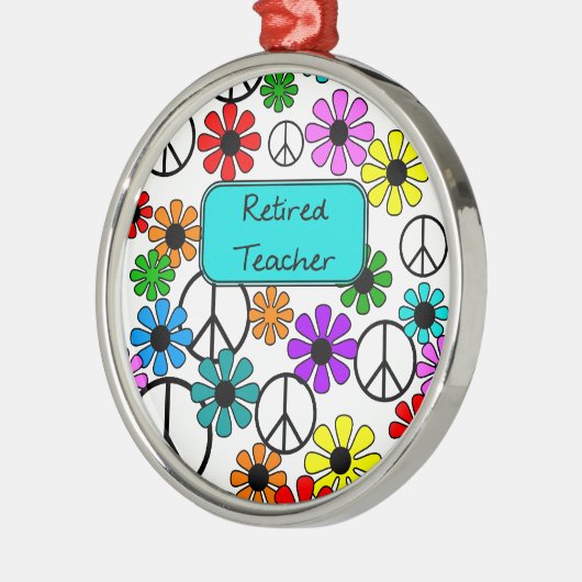 Pensionierte Lehrer-Retro Blumen und Silbernes Ornament (Links)