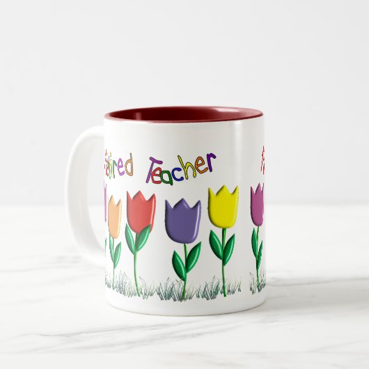 Pensionierte Lehrer-Tulpe-Entwurfs-Geschenke Zweifarbige Tasse (Vorderseite Links)