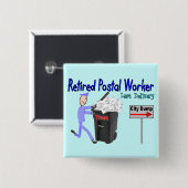 Pensionierte Postangestellter-Letzt-Lieferung Button (Vorne & Hinten)