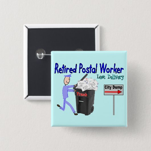 Pensionierte Postangestellter-Letzt-Lieferung Button (Vorne & Hinten)