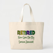 Pensionierter ÄLTERER RABATT Jumbo Stoffbeutel (Vorne)