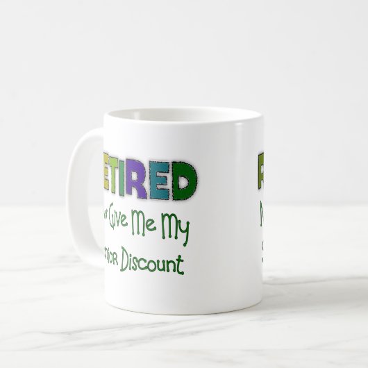 Pensionierter ÄLTERER RABATT Kaffeetasse (Vorderseite Links)