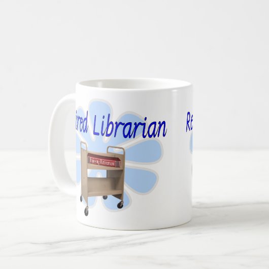 pensionierter Bibliothekar-Buch-Wagen-Entwurf Kaffeetasse (Vorderseite Links)