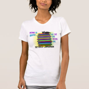 Pensionierter Bibliothekar-Katzen-und Buch-T - T-Shirt