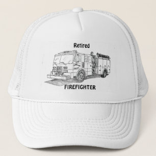 Pensionierter Feuerwehrmann mit Motor Truckerkappe