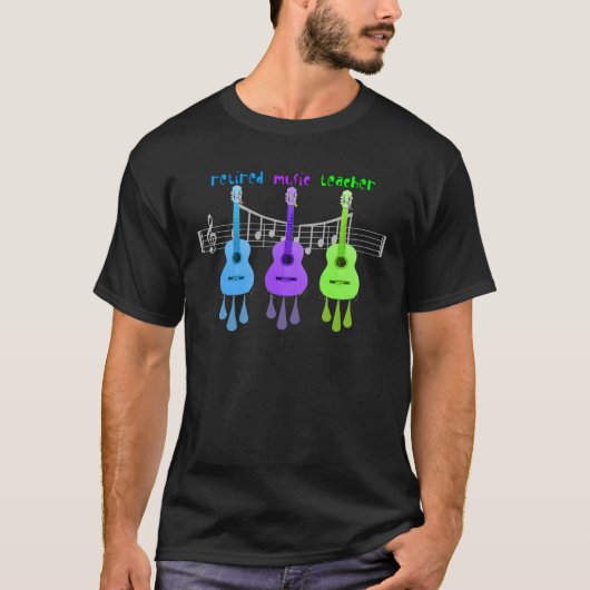 Pensionierter Gitarren-Entwurf des Musik-Lehrer-3 T-Shirt (Vorderseite)