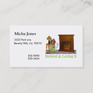 Pensionierter Hund, der durch das Feuer Lounging Visitenkarte