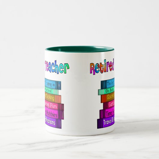 Pensionierter Lehrer-Geschenk-Stapel des Zweifarbige Tasse (Mittel)