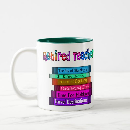 Pensionierter Lehrer-Geschenk-Stapel des Zweifarbige Tasse (Links)
