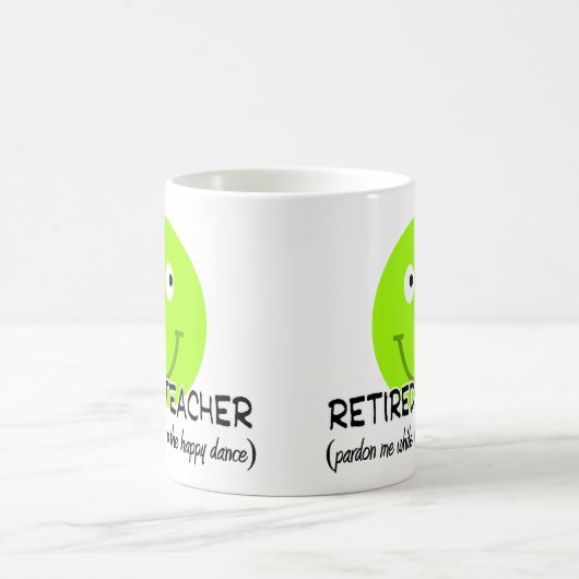 Pensionierter Lehrer-Grün-glücklicher Tanz-" Kaffeetasse (Mittel)