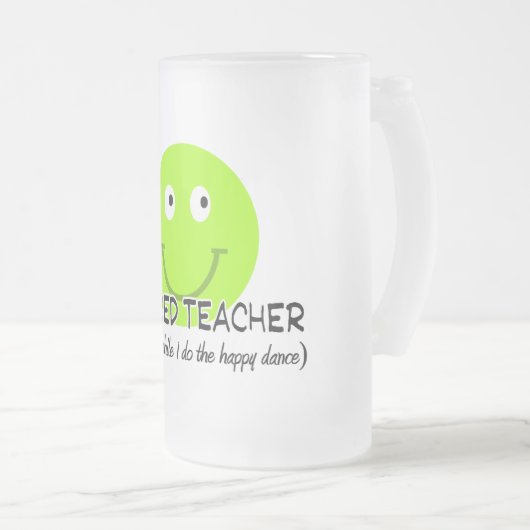 Pensionierter Lehrer-Grün-glücklicher Tanz-" Mattglas Bierglas (VorderseiteRechts)