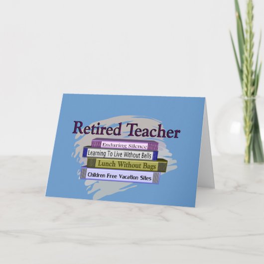 Pensionierter Lehrer-"lustiger Stapel Bücher" Karte (Vorderseite)