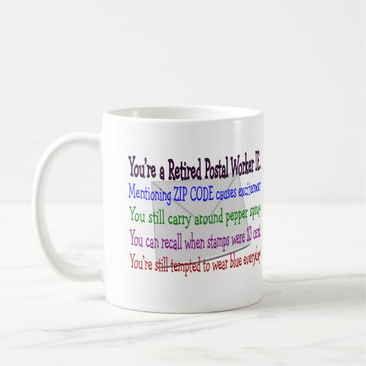 Pensionierter Postangestellter--Lustige T - Shirts Kaffeetasse (Links)