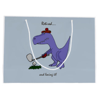 Pensionierter Trex Dinosaurier, der Golf spielt Große Geschenktüte