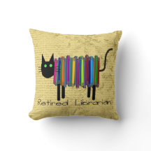 Pensioniertes Bibliothekar-Buch-Katzen-Kissen