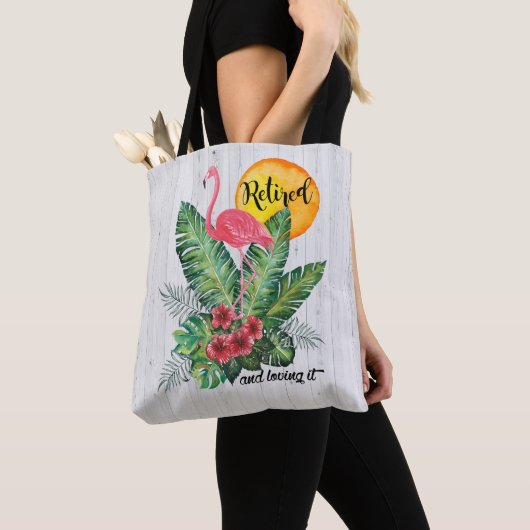 Pensioniertes Flamingo-Aquarell Tasche (Von Nahem)