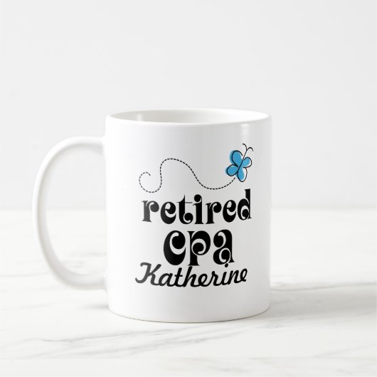 Pensioniertes personalisiertes Geschenk CPA Kaffeetasse (Links)