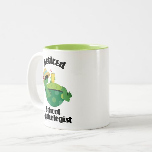 Pensioniertes Schulpsychologe-Geschenk Zweifarbige Tasse (Vorderseite Links)