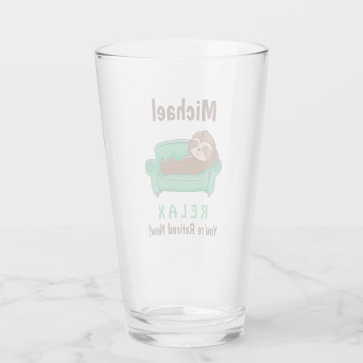 Pensionierung Niedlich Funny Lazy Sloth Beer Pint Glas (Rückseite)