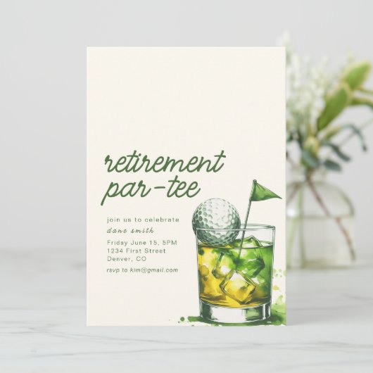 Pensionierung pro T-Shirt Party Einladung mit Whis (Stehend Vorderseite)