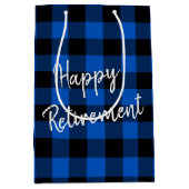 Pensionsblau und Schwarz Buffalo Kariert Mittlere Geschenktüte (Vorderseite)