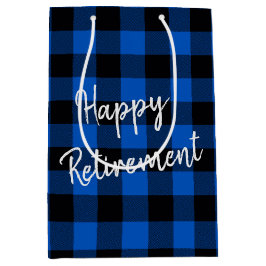 Pensionsblau und Schwarz Buffalo Kariert Mittlere Geschenktüte