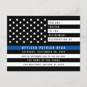 Pensionspolizei Thin Blue Line American Flag Postkarte