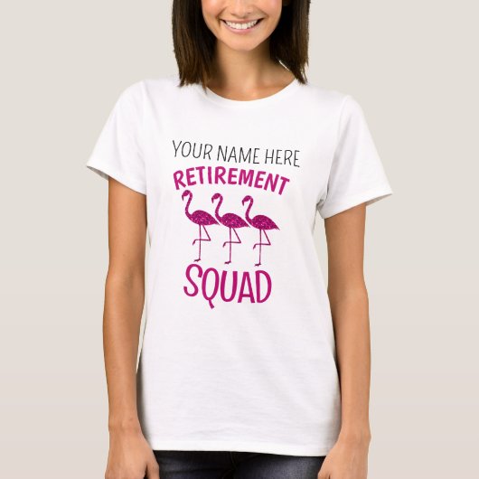 Pensionsquad pink flamingo Custom pensionname T-Shirt (Vorderseite)