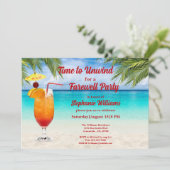 Pensionssommer Farewell Cocktail Beach Party Einladung (Stehend Vorderseite)