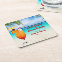 Pensionssommer Farewell Cocktail Beach Party Rechteckiger Pappuntersetzer