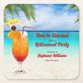Pensionssommer Farewell Cocktail Beach Party Rechteckiger Pappuntersetzer (Vorderseite)