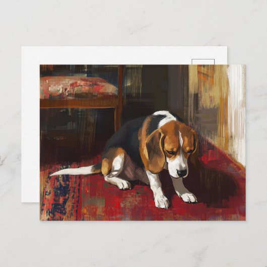 Pensive Beagle Postkarte (Vorne/Hinten)