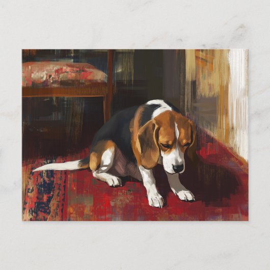 Pensive Beagle Postkarte (Vorderseite)