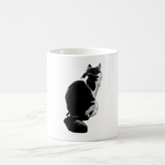 Pensive Cat Back View Tinte Art Tasse (Mittel)