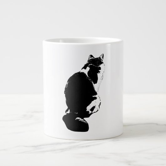 Pensive Cat Back View Tinte Art Tasse (Vorderseite)
