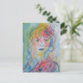 Pensive Frau Postkarte  (Stehend Vorderseite)