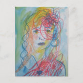 Pensive Frau Postkarte  (Vorderseite)
