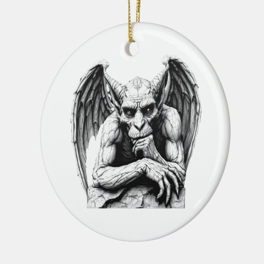 Pensive Gargoyle Keramik Ornament (Links)