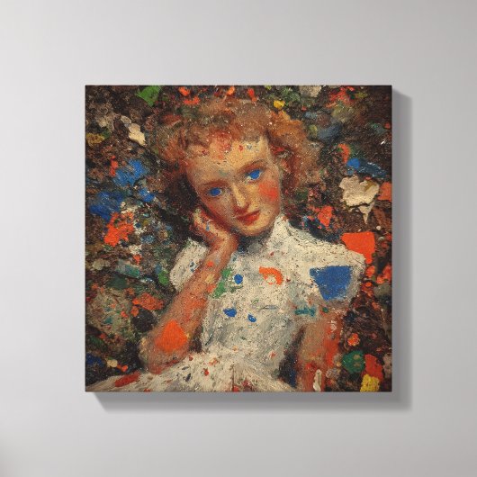 Pensive Girl Portrait | expressionism Leinwanddruck (Vorderseite)