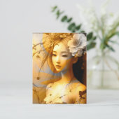 Pensive japanische Mädchen Postkarte (Stehend Vorderseite)