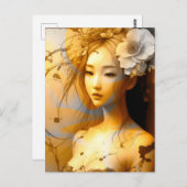 Pensive japanische Mädchen Postkarte (Vorne/Hinten)