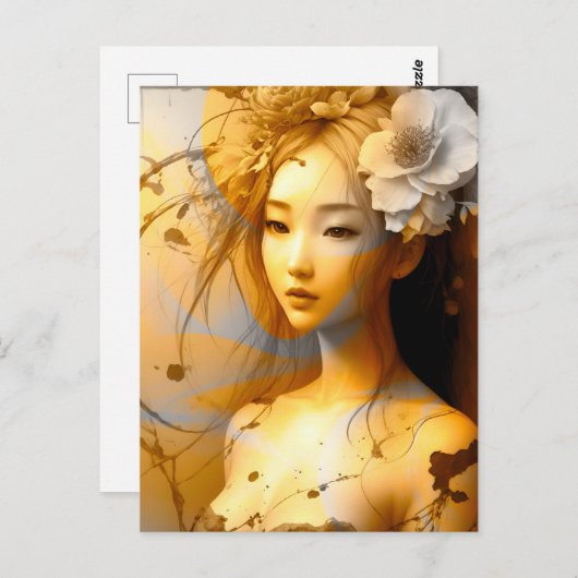 Pensive japanische Mädchen Postkarte (Vorne/Hinten)