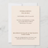 Pensive Möwen & Sand Beerdigung Bereavement Einladung (Rückseite)