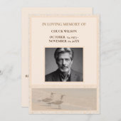 Pensive Möwen & Sand Beerdigung Bereavement Einladung (Vorne/Hinten)